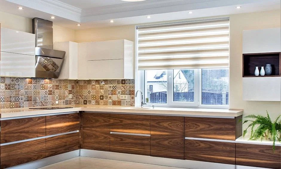 veneer shutters over kitchen sink